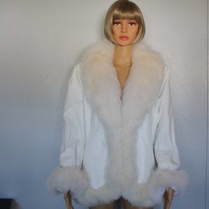 #388 Leather/fox fur coat